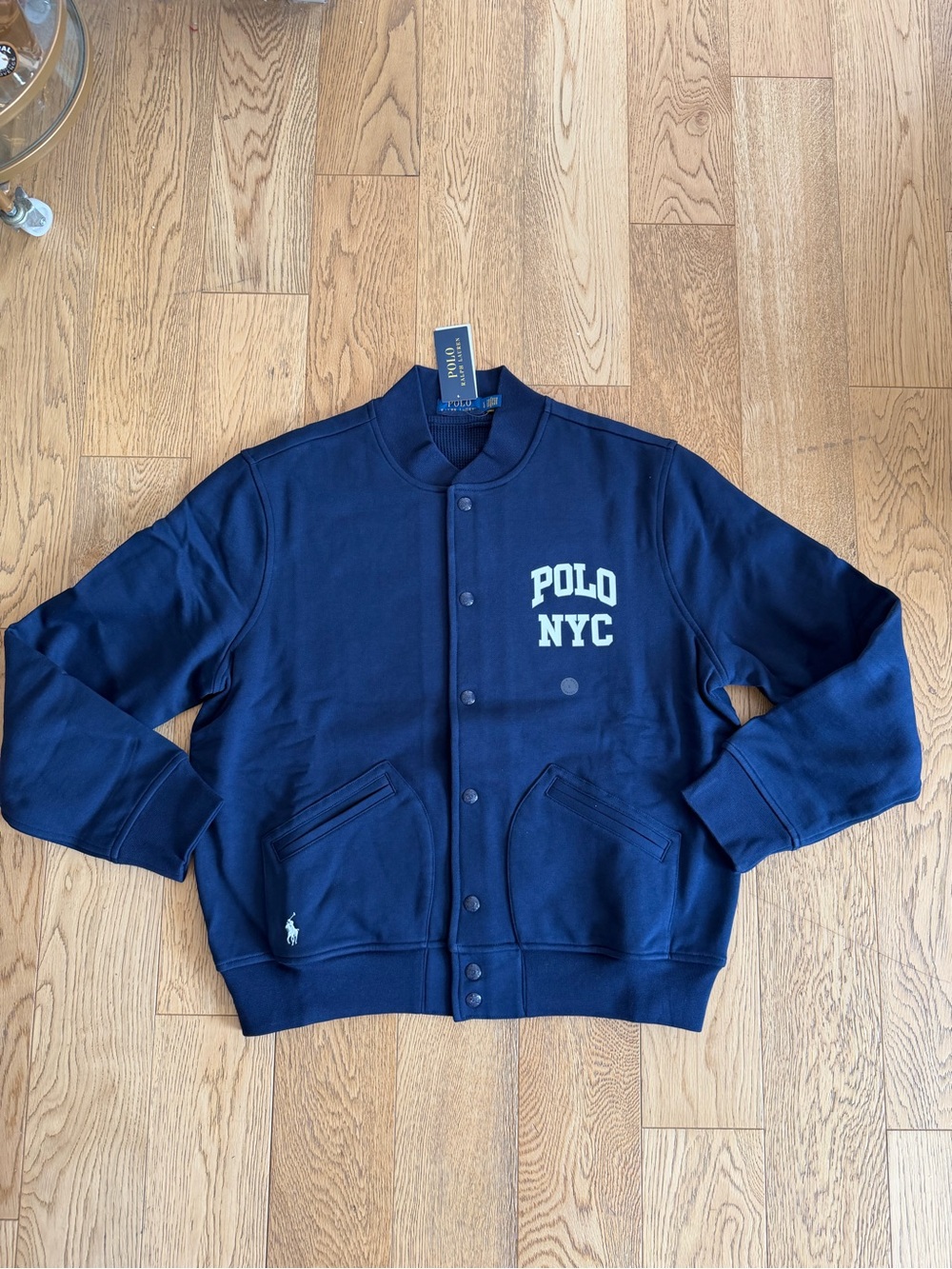 Polo NYC Ralph Lauren Fleece Bomber Jacket US Open Prep Terry Navy Fall